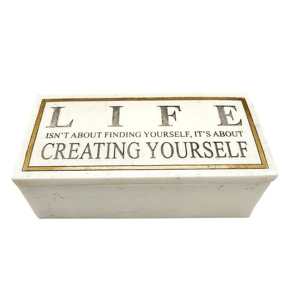 Vintage 2007 House Parts Inc Creating Yourself White Marble Storage Keepsake Box - Picture 1 of 12